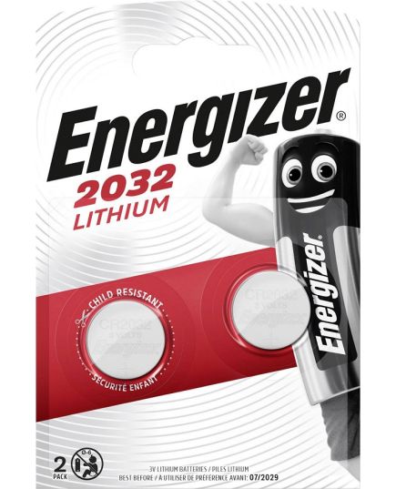 Pack of 2 Lithium coin cell battery CR2032 3V blister Energizer