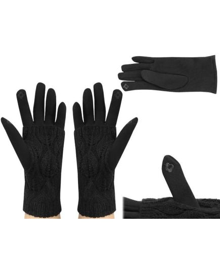 Black touchscreen gloves with thermal cover in removable fabric one size Unisex