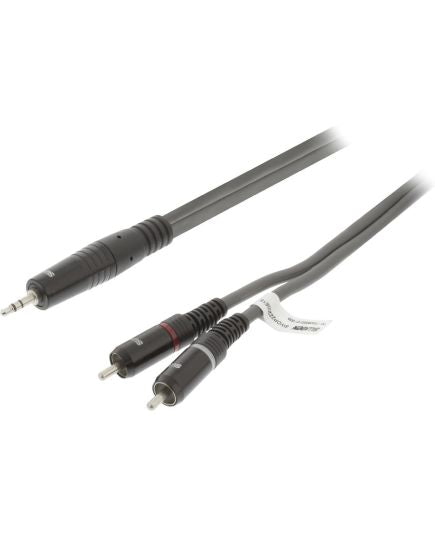 Stereo Audio Cable 3.5 mm Male - 2x RCA Male 1.5m Dark Gray